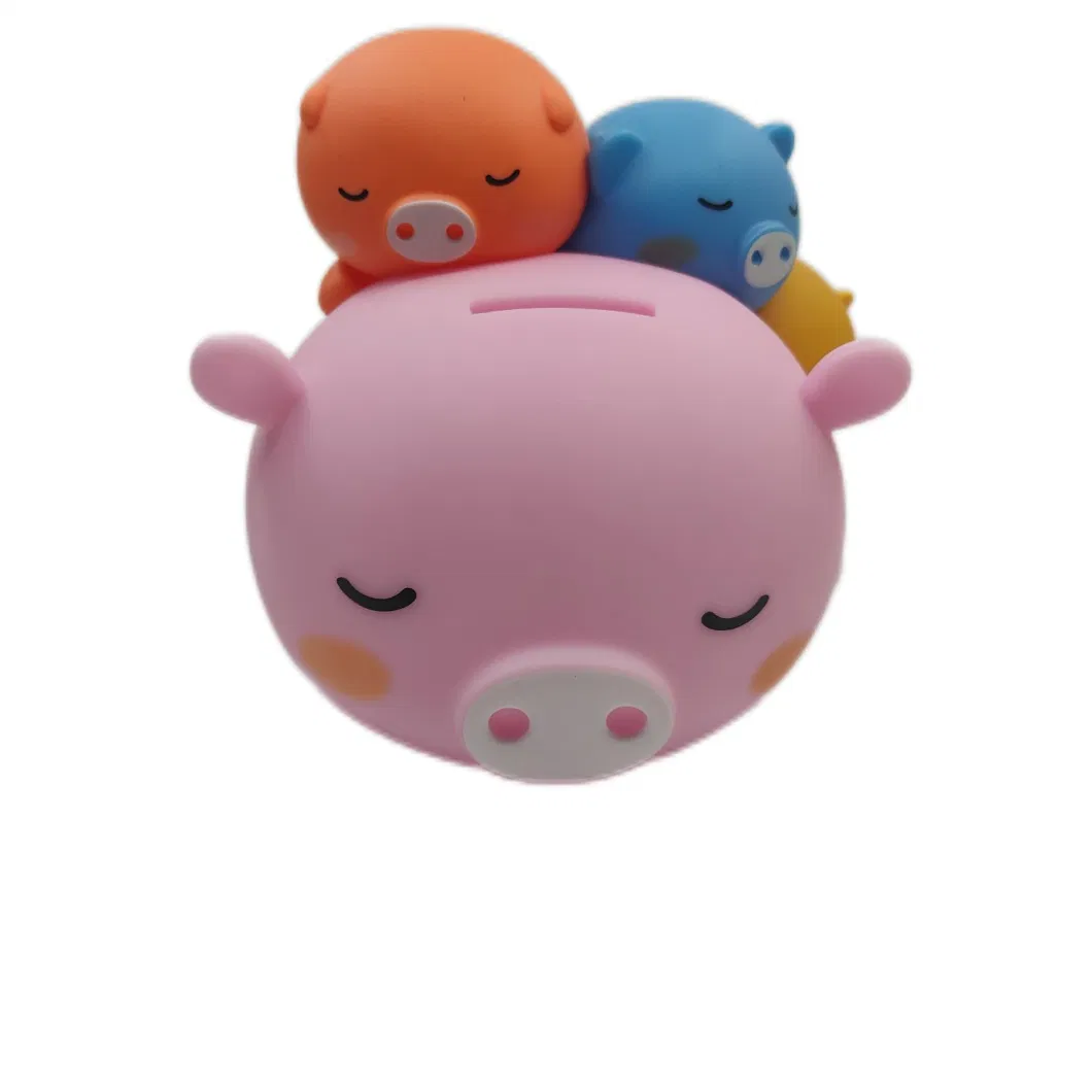 Custom Color Box Packing Super Cute Piggy Family Vinly Coin Bank